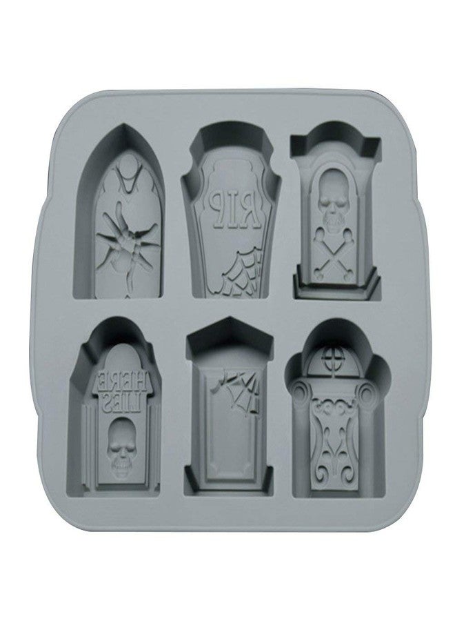 FRECI Halloween Silicone Mould RIP Gravestone Ice Cube Trays Cake Chocolate Fondant Cake Baking DIY Tools - Grey - Image 1