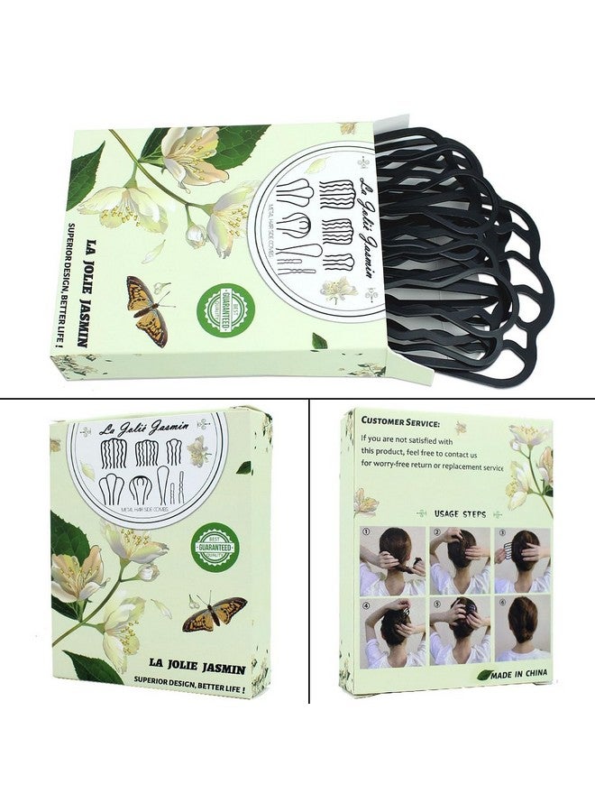 La Jolie Jasmin 6 Piece Metal Hair Side Combs Hair Fork Clip Teeth Hair Pin Stick For Updo Bun U Shape For Vintage Hairstyle Hair Accessories - Image 5