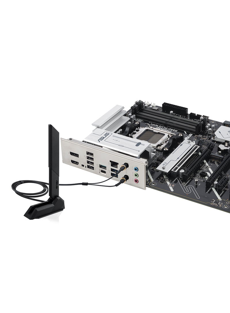 ASUS Prime B840-PLUS Wi-Fi ATX Motherboard, AMD B840 Chipset, AM5 Socket, 4 x DDR5 DIMM Slots (Up to 192GB), 4 x M.2 Slots, 2 x PCIe 4.0 x16, 2.5Gb Ethernet, Wi-Fi 6E, Bluetooth 5.3, 1 x HDMI, 1 x DisplayPort, USB 10Gbps Type-C, EZ PC DIY, Pre-Mounted I/O Shield, Aura Sync RGB | 90MB1IZ0-M0EAY0 Black - Image 3