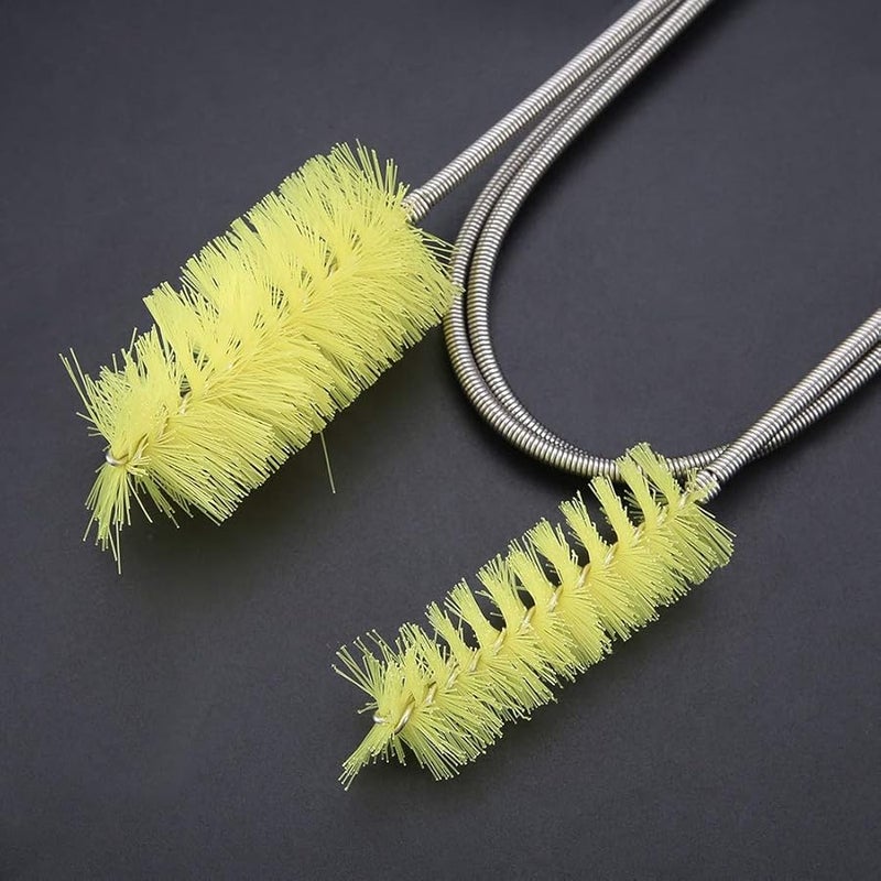 Double Head Flexible Aquarium Cleaning Brush 155cm Stainless Steel Nylon Hose Pipe Cleaner - Image 3