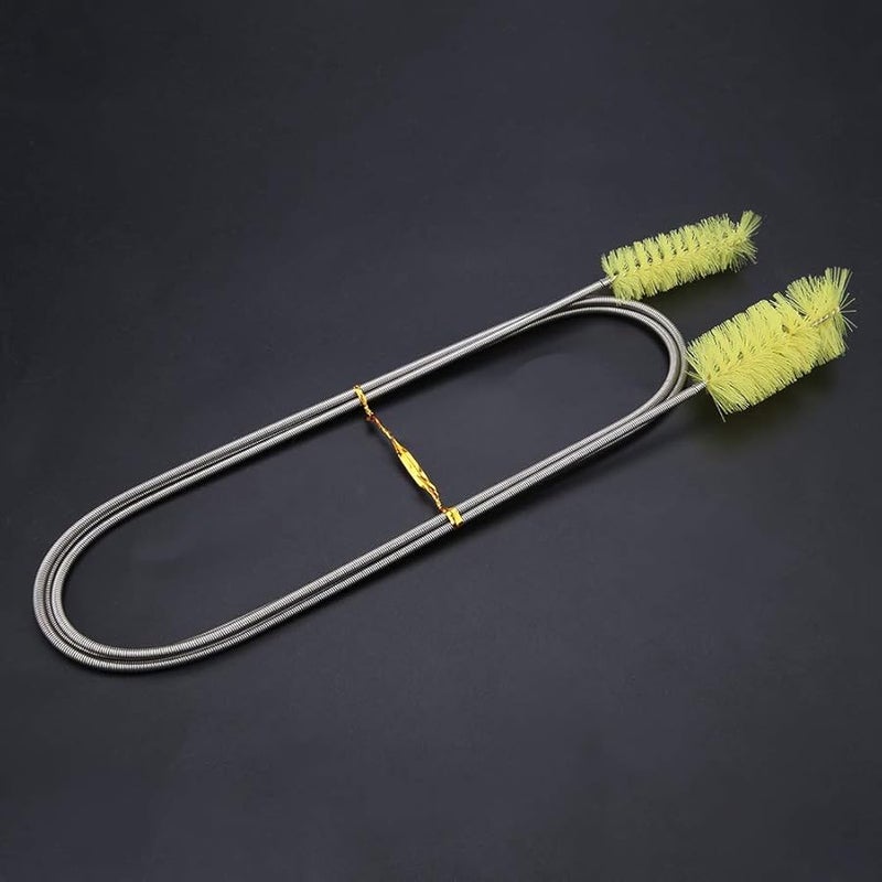 Double Head Flexible Aquarium Cleaning Brush 155cm Stainless Steel Nylon Hose Pipe Cleaner - Image 4