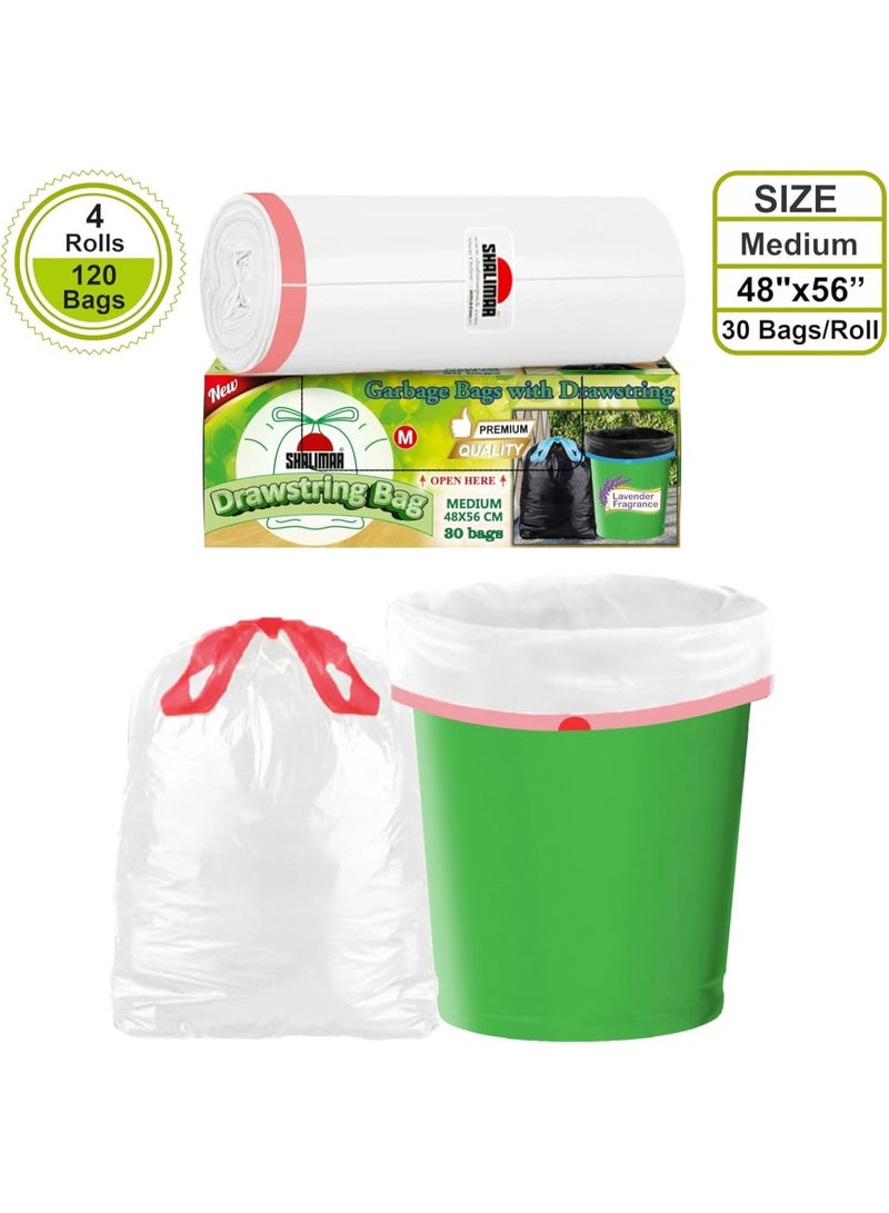 شاليمار بريميوم أوكسو – أكياس قمامة قابلة للتحلل الحيوي بسحّاب، 120 قطعة – سعة 8 جالون، بعطر اللافندر – أكياس مقاومة للتسرب للقمامة/النفايات – الأبعاد: 122x142 سم – تناسب صناديق سعة 6 إلى 8 جالون – اللون أبيض - Image 3