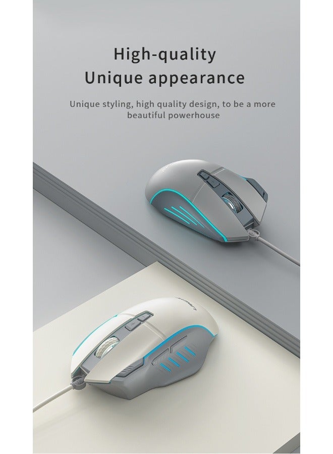 Wired Mouse, White, 7200 DPI Levels, 8 Backlit Buttons, Office and Gaming  - Image 2