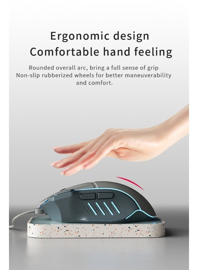 Wired Mouse, White, 7200 DPI Levels, 8 Backlit Buttons, Office and Gaming  - Image 5