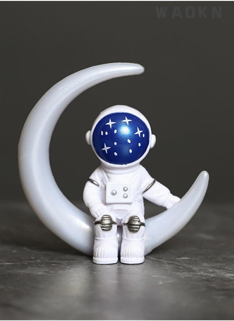 WAOKN - Astronaut Statues Set of 4, Spaceman Sculpture Figurines Outer Space Theme Decor for Nursery Room Cake Topper (Blue) - Image 1