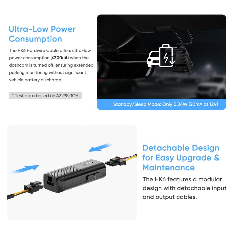 VIOFO Type-C HK6 Acc Hardwire Kit with 8PCS Full Set Circuit Fuse Tap for A329S Series/ A119M Pro, Support Hybrid Parking Mode, Automatic Voltage Display, Low Power Consumption - Image 4