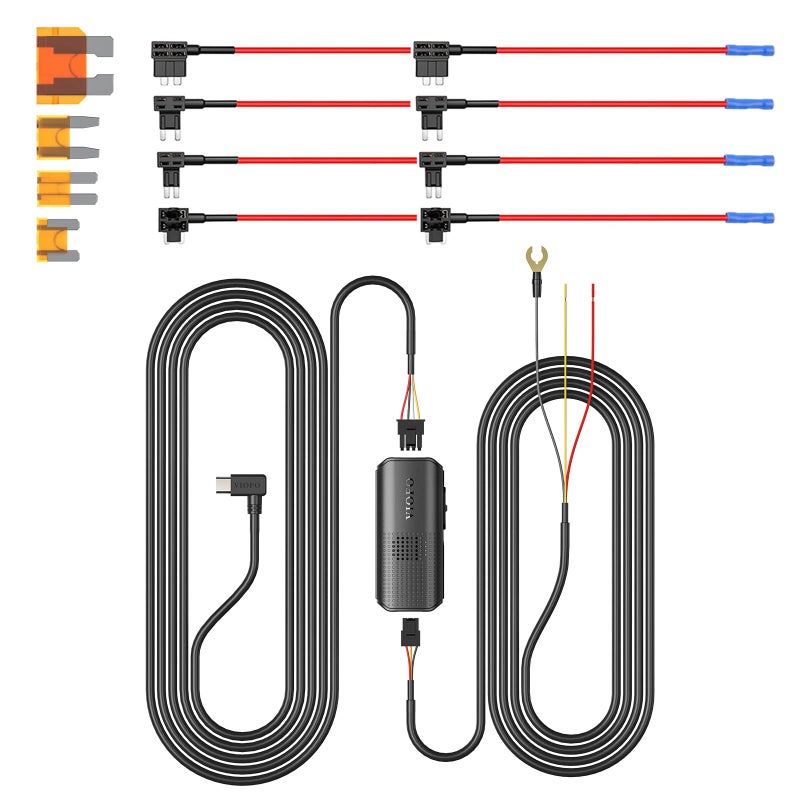 VIOFO Type-C HK6 Acc Hardwire Kit with 8PCS Full Set Circuit Fuse Tap for A329S Series/ A119M Pro, Support Hybrid Parking Mode, Automatic Voltage Display, Low Power Consumption - Image 1