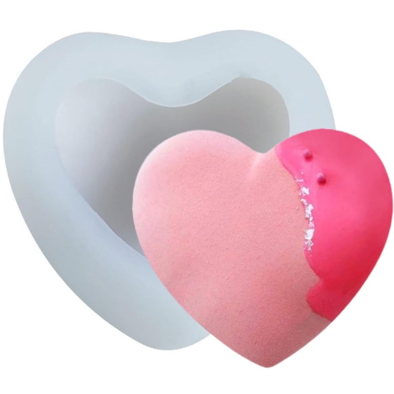 Shoppeecity Candle Making Moulds 3D Heart Shape Candle Mold Resin Mold Silicone Baking Cake Soap Supplies For Handmade Soap Making Moulds for Aromatherapy Wax Chocolate Bombs Cookie Pastry Cake Jelly Handmade Valentines Day Gift Home Decration Craft DIY - Image 1