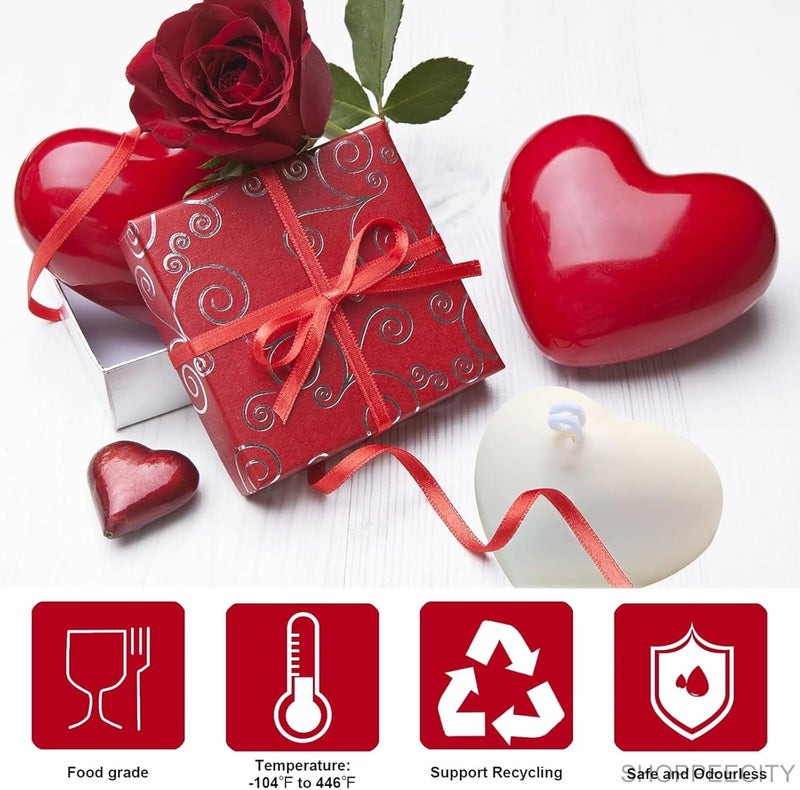 Shoppeecity Candle Making Moulds 3D Heart Shape Candle Mold Resin Mold Silicone Baking Cake Soap Supplies For Handmade Soap Making Moulds for Aromatherapy Wax Chocolate Bombs Cookie Pastry Cake Jelly Handmade Valentines Day Gift Home Decration Craft DIY - Image 5