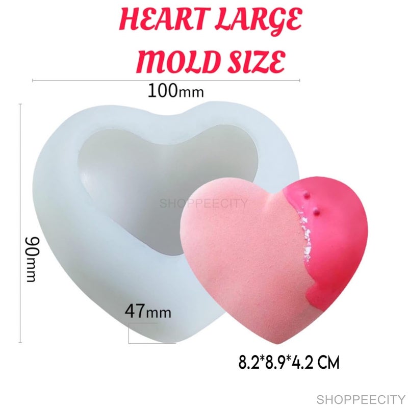 Shoppeecity Candle Making Moulds 3D Heart Shape Candle Mold Resin Mold Silicone Baking Cake Soap Supplies For Handmade Soap Making Moulds for Aromatherapy Wax Chocolate Bombs Cookie Pastry Cake Jelly Handmade Valentines Day Gift Home Decration Craft DIY - Image 3