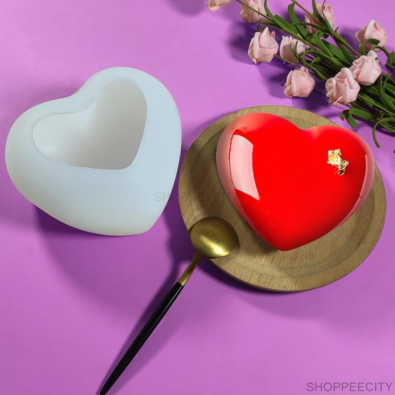 Shoppeecity Candle Making Moulds 3D Heart Shape Candle Mold Resin Mold Silicone Baking Cake Soap Supplies For Handmade Soap Making Moulds for Aromatherapy Wax Chocolate Bombs Cookie Pastry Cake Jelly Handmade Valentines Day Gift Home Decration Craft DIY - Image 2