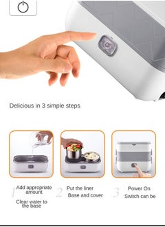 Haidue 2-Layer Portable Electric Food Heater Lunch Box, Mini Removable 304 Stainless Steel 220v Food Heater  - Image 4