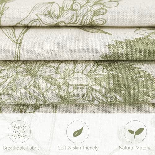 Foindtower Set of 2 Linen Floral Throw Pillow Covers Vintage Accent Print Decorative Cozy Cushion Covers Farmhouse Boho Home Decor for Sofa Chair Couch Bedroom Living Room2020 InchLight Green - Image 3