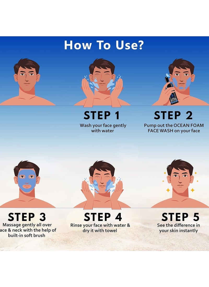 MUUCHSTAC Ocean Foam Face Wash for Men | Fight Acne & Pimples, Brighten Skin, Clears Dirt, Oil Control, Refreshing Feel - Multi-Action Formula | 100 ml  - Image 5