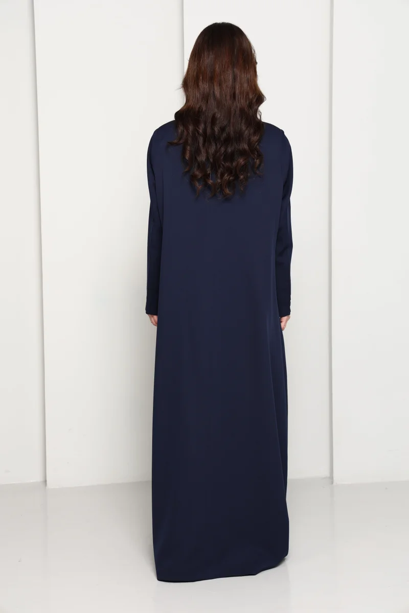 MSquare Fashion  Modern Navy Blazer-Style Abaya With Head Scarf | Premium PHUA Fabric for Women | Best Price UAE