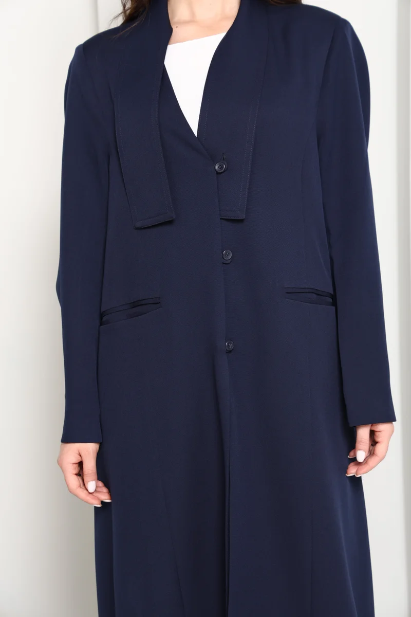 MSquare Fashion  Modern Navy Blazer-Style Abaya With Head Scarf | Premium PHUA Fabric for Women | Best Price UAE