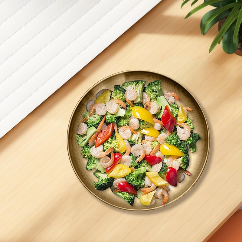 CAMBUY Stainless Steel Plates 304 Metal Gold Dinner Plates Unbreakable Dinner Dishes Plates Set for Barbecue Kitchen Home Camping Outdoor Party 10inch 4Pcs - Image 2