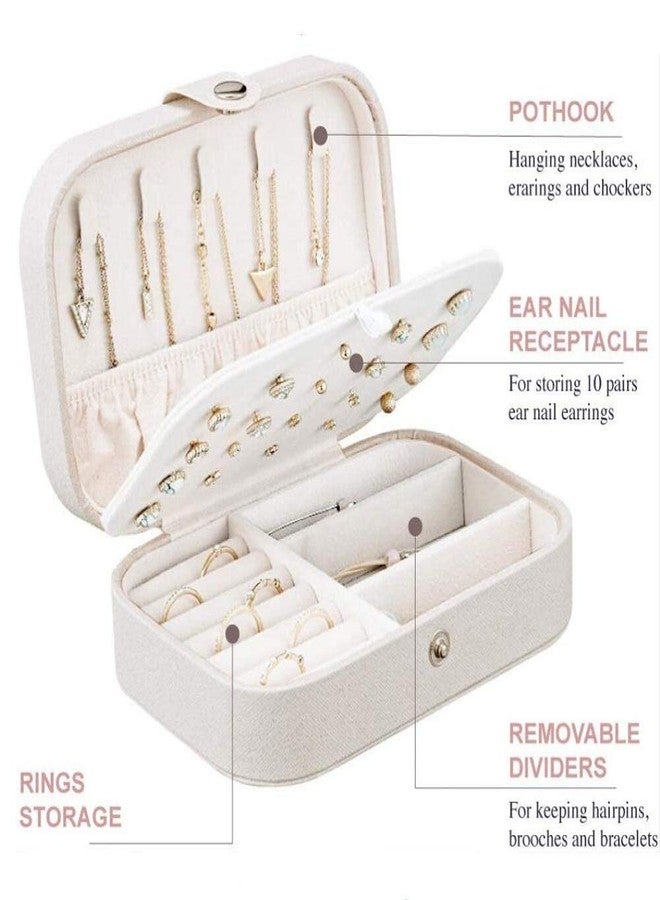 Chelory Travel Jewelry Box for Women Girls, Small Jewelry Organizer Storage for Earrings Rings Necklaces Bracelets, Double Layer Jewelry Case PU Leather Mini Jewelry Boxes Holder Display, White - Image 3