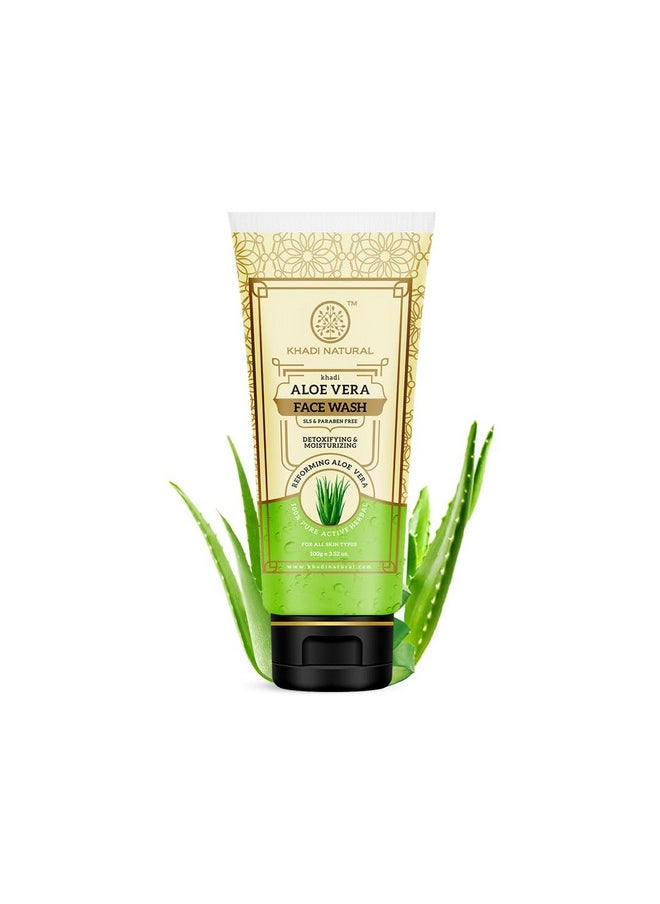 Khadi Natural Khadi Natural Aloe Vera Face Wash for Detoxifying & Moisturizing Skin | Natural Face Wash for Healthy Skin | SLS & Paraben Free | All Skin Types | 100 ml  - Image 1