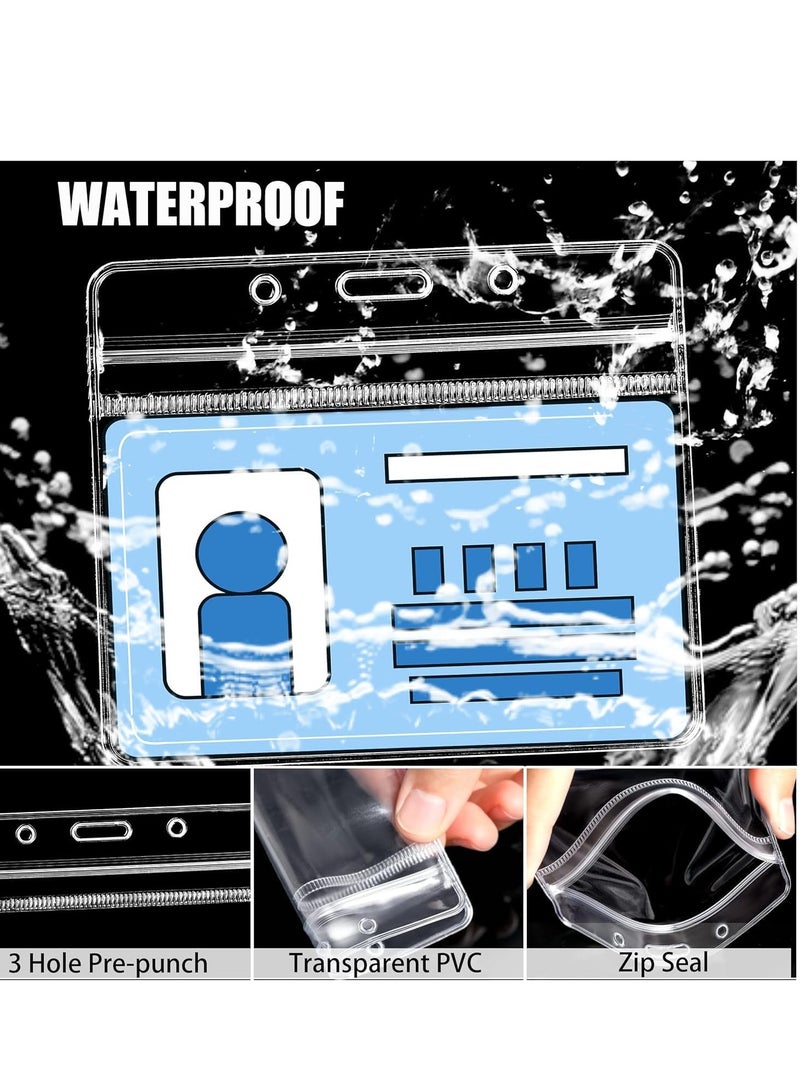 SOLARAE حامل بطاقة تعريف شفاف مع حبل، بطاقات تعريف بلاستيكية أفقية لحامل بطاقة الهوية وحبال سوداء مع مشبك لحبال بطاقات الهوية 100 قطعة، 85 × 100 مم - Image 4