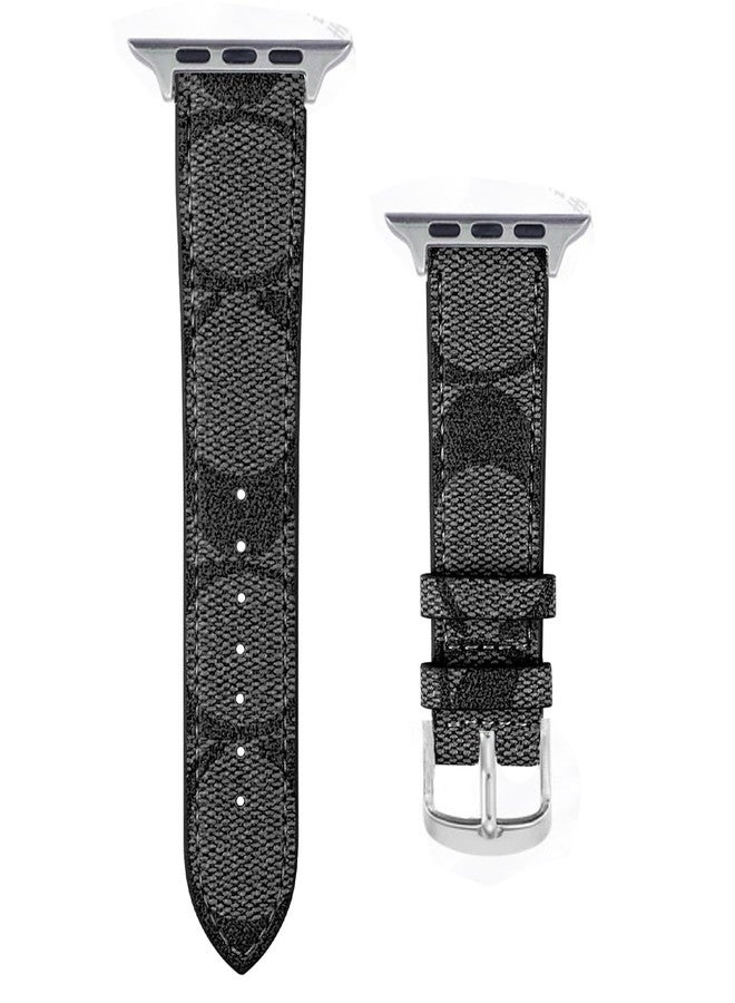 NYENEIL Compatible with Apple Watch Ultra Band 38mm 40mm 41mm 42mm 44mm 45mm 46mm 49mm Series 10/9/8/7/6/5/4/3/2/1iwatch bands,Luxury Monogram Retro Soft Strap Replacement Sport band for Women Men - Image 1
