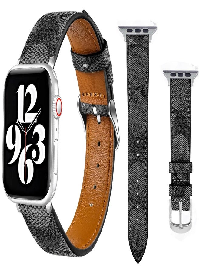 NYENEIL Compatible with Apple Watch Ultra Band 38mm 40mm 41mm 42mm 44mm 45mm 46mm 49mm Series 10/9/8/7/6/5/4/3/2/1iwatch bands,Luxury Monogram Retro Soft Strap Replacement Sport band for Women Men - Image 2