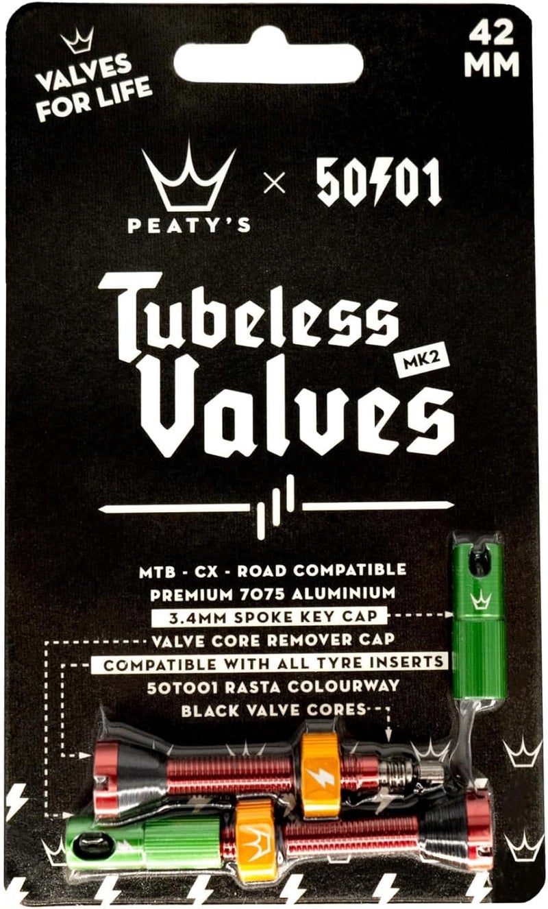 Peaty's MK2 Chris King x 50to01 42mm Rasta Tubeless Valves - Image 3