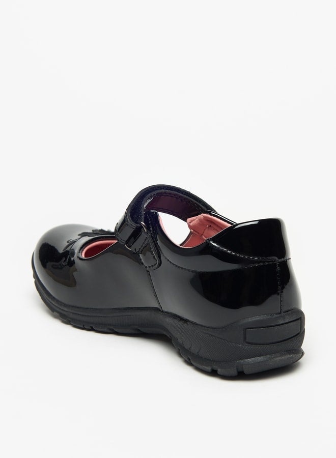 جونيورز حذاء ماري جين مدرسي بتطريز زهري وإغلاق بشريط لاصق - Image 2