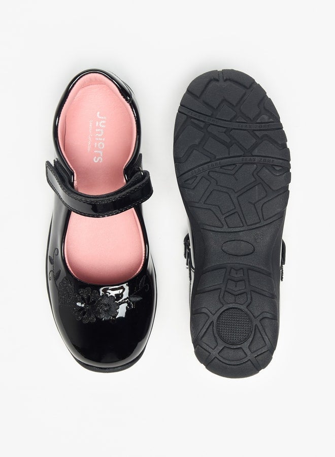 جونيورز حذاء ماري جين مدرسي بتطريز زهري وإغلاق بشريط لاصق - Image 4