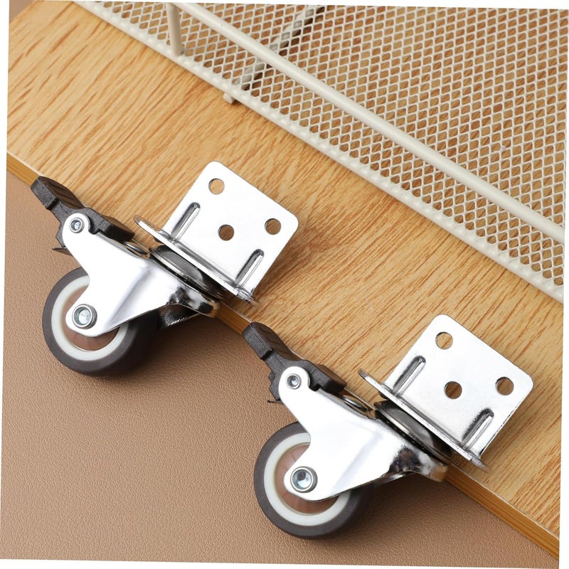 4 Pcs Heavy Duty Swivel Caster Wheels with Brake TPR Plate for Furniture Cart Workbench - Image 5