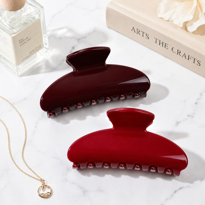 Aileam Stable domestic stock Acetate Hair Claw Clips for Women,Burgundy&Maroon hair clip French Design Strong Hold Non-Slip claw clips for Thick Hair, 2 Pack Assorted trendy color picks - Image 5