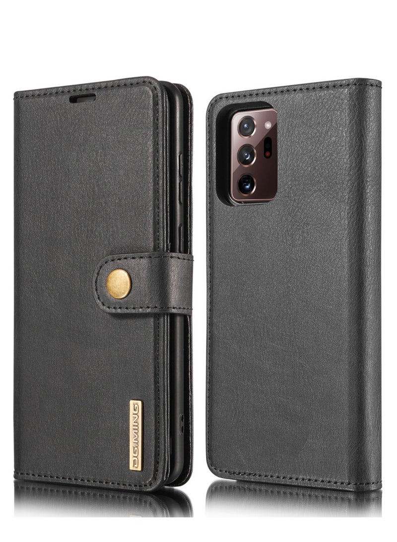 DGMING CaseMe Samsung Galaxy Note 20 Ultra 5G DG.MING Crazy Horse Texture Detachable Magnetic Leather Case - Black - Image 1