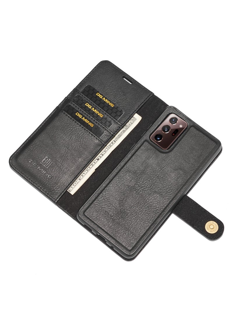 DGMING CaseMe Samsung Galaxy Note 20 Ultra 5G DG.MING Crazy Horse Texture Detachable Magnetic Leather Case - Black - Image 5