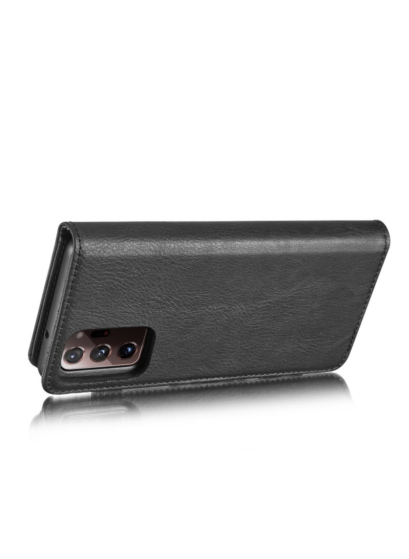 DGMING CaseMe Samsung Galaxy Note 20 Ultra 5G DG.MING Crazy Horse Texture Detachable Magnetic Leather Case - Black - Image 2
