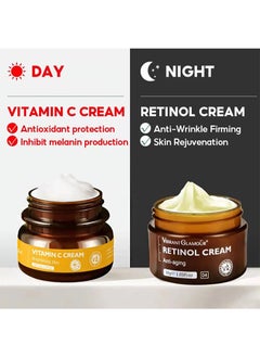 Vibrant Glamour Natural Retinol Cream and Vitamin C Face Cream Set, Whitening Anti-Aging, Facial Moisturizing and Repairing Skin (30g+30g)  - Image 2