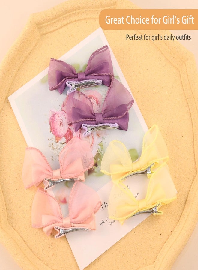 Rannyrena Sweet Lace Hair Bows Alligator Clips Cute Satin Bow Hair Barrettes Clips Wedding Birthday Hair Accessories for Baby Girls Infants Toddlers Kids (Pink) - Image 5