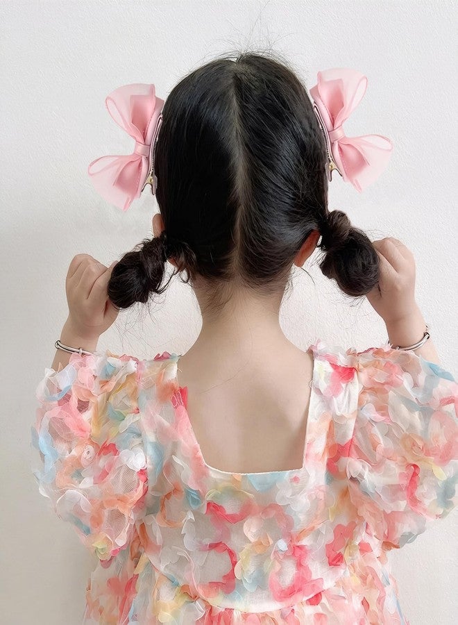 Rannyrena Sweet Lace Hair Bows Alligator Clips Cute Satin Bow Hair Barrettes Clips Wedding Birthday Hair Accessories for Baby Girls Infants Toddlers Kids (Pink) - Image 2
