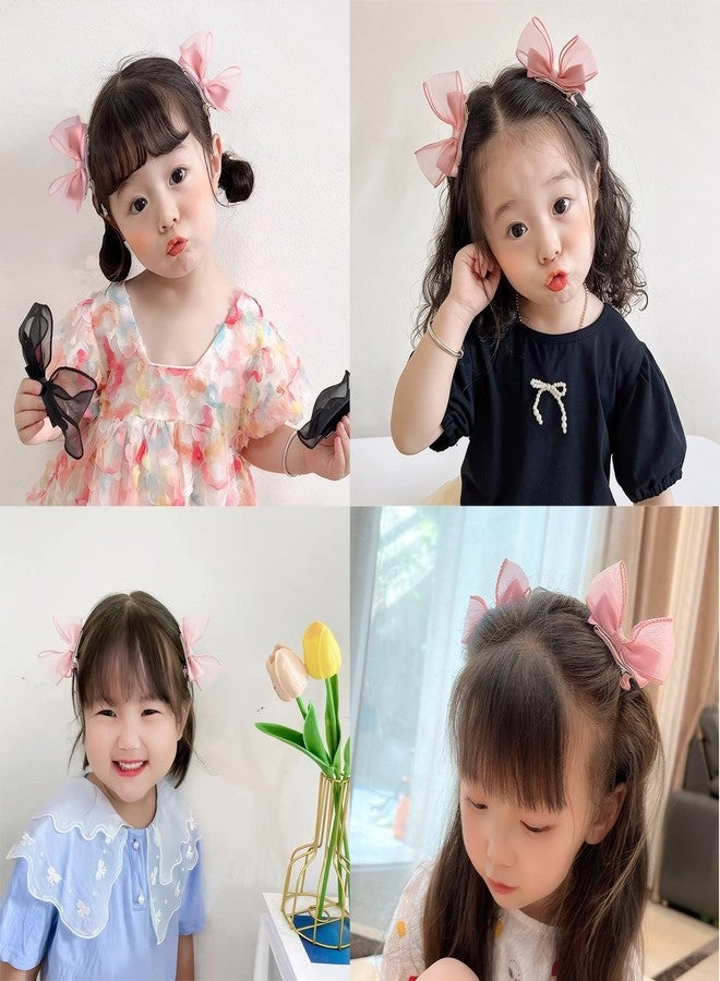 Rannyrena Sweet Lace Hair Bows Alligator Clips Cute Satin Bow Hair Barrettes Clips Wedding Birthday Hair Accessories for Baby Girls Infants Toddlers Kids (Pink) - Image 4
