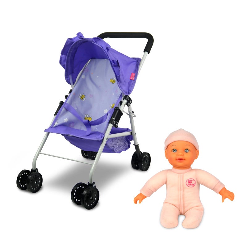 Anivia Baby Doll Collection Anivia Doll Stroller Heart Design Gifts for Toddlers and Girls Foldable Doll Stroller - Image 4