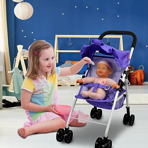 Anivia Baby Doll Collection Anivia Doll Stroller Heart Design Gifts for Toddlers and Girls Foldable Doll Stroller - Image 5