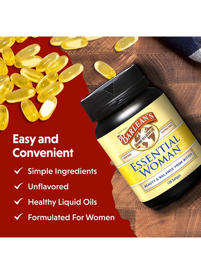 Barlean's Essential Woman Capsules, Hormonal Balance Supplement for Women, Flaxseed, Evening Primrose Oil and Soy Isoflavones, Omega 3 6 9 and GLA, 120 Count - Image 4