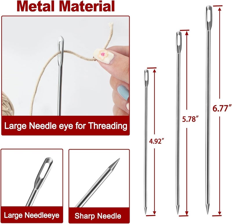 Ofargo Meat Trussing Needles, Roasting Trussing Needles for Lacing Roast Turkey, Chicken, Pork Skin, Whole Hog, Lamb, and Rotisserie Pig; Two of Each Size 4.9/5.7/7inch, 6pcs in All - Image 3