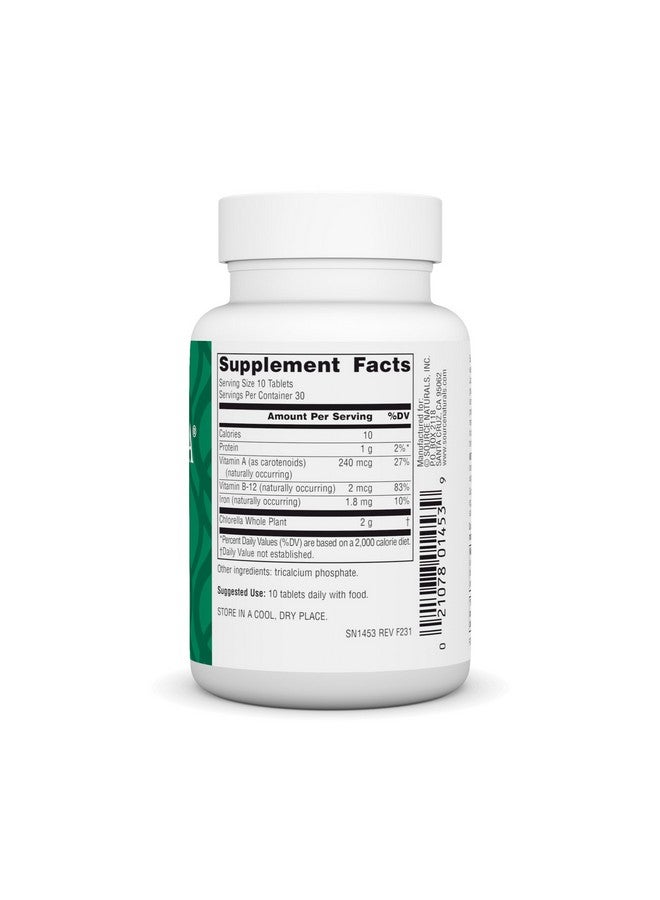 Source Naturals سورس ناتشورالز ياياما كلوريلا 200 ملغ سوبر فود أخضر، نباتي ب12-300 قرص - Image 3