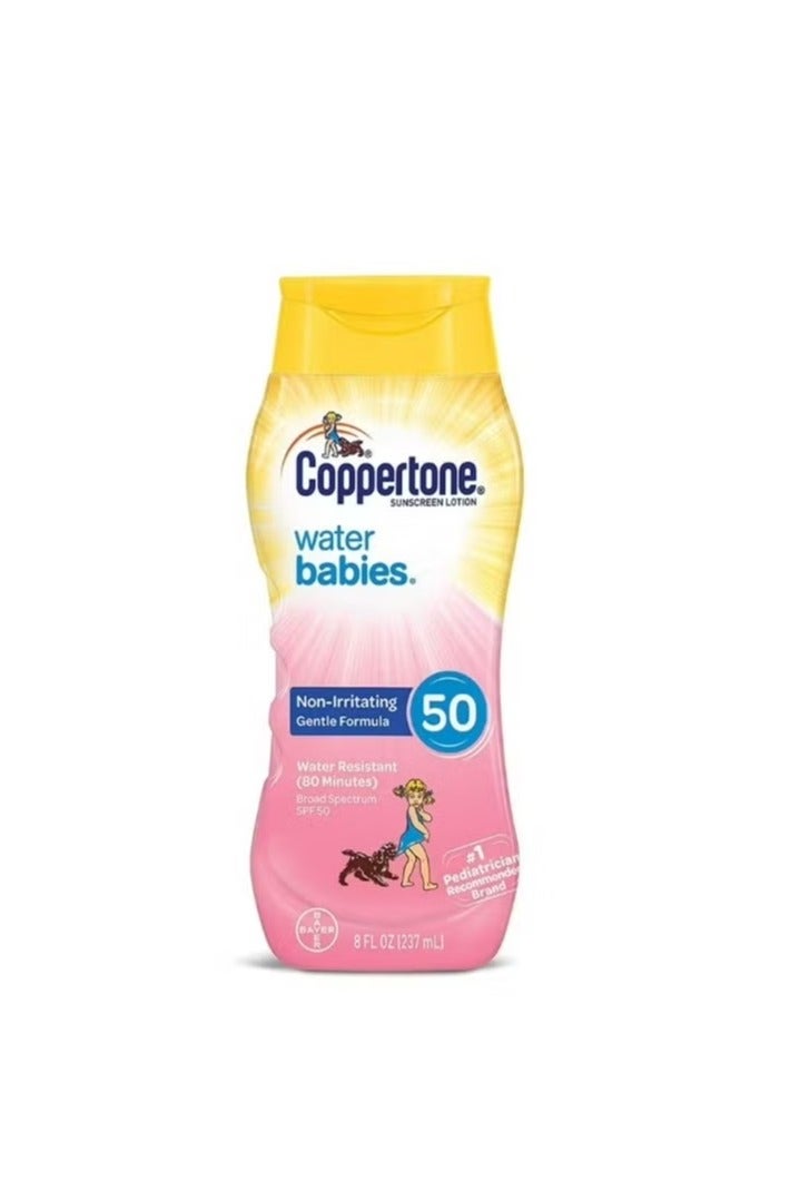 لوشن ووتر بيبيز غير المهيج مع عامل حماية من الشمس 50، 8 أونصة