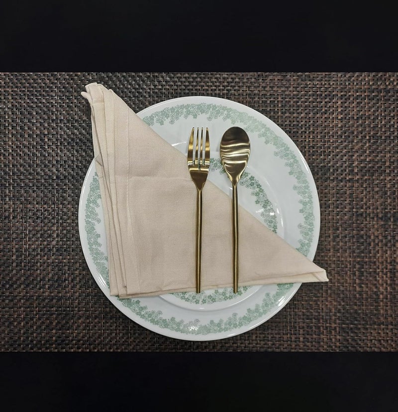 Enera Plain Table Napkin Set of 12 in Ivory Color, 18x18 Inch, Soft and Durable, Perfect for Dining and Special Occasions