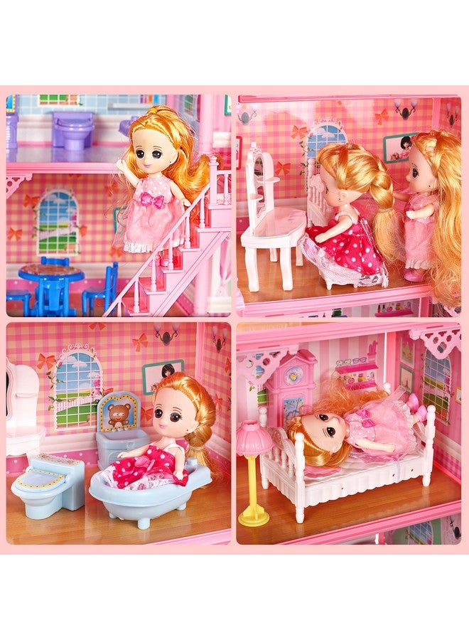 Cute Stone Huge Doll House Dollhouse with Light, Gift for Girls - Image 3