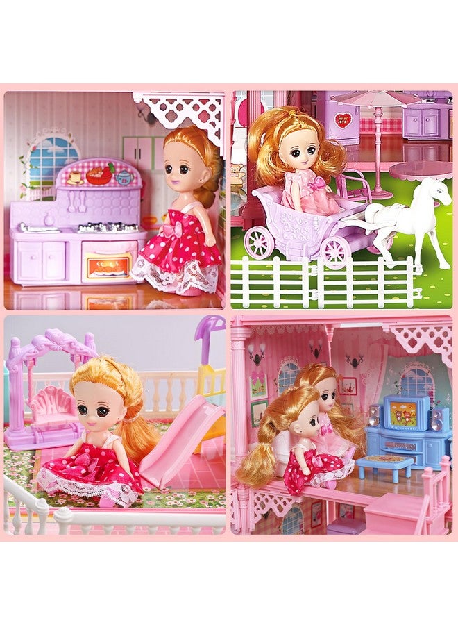 Cute Stone Huge Doll House Dollhouse with Light, Gift for Girls - Image 5