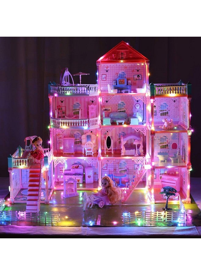 Cute Stone Huge Doll House Dollhouse with Light, Gift for Girls - Image 2