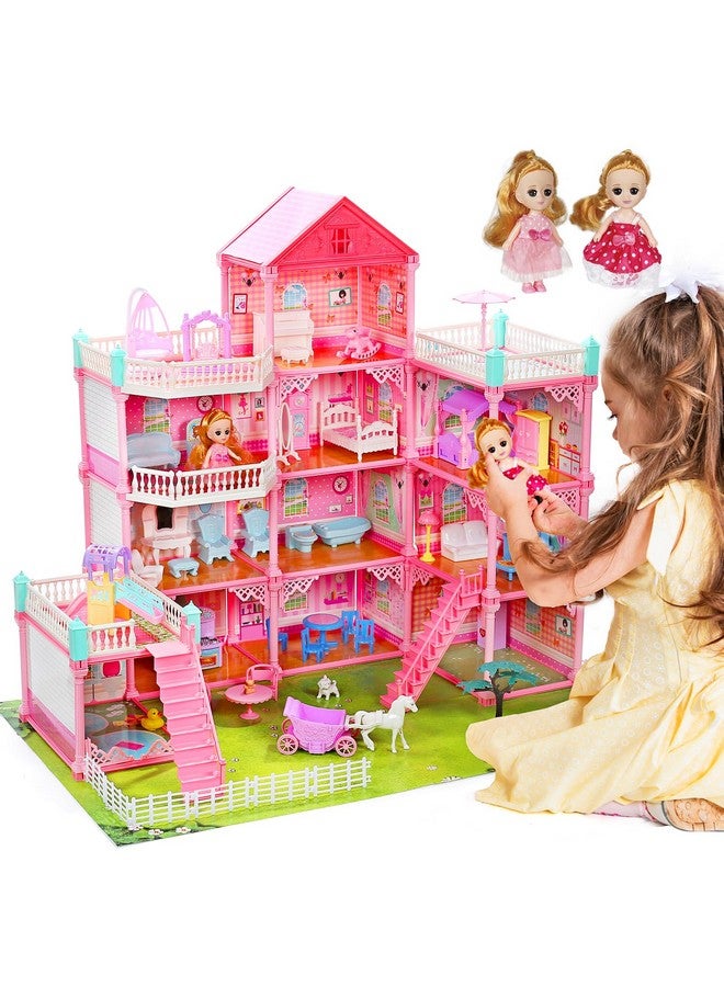 Cute Stone Huge Doll House Dollhouse with Light, Gift for Girls - Image 1