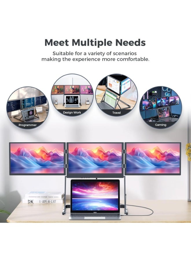 V2COM Quad 15.6" Triple Laptop Monitor Extender – FHD 1080P IPS Portable Screen with HDR, 180° Rotation, Plug & Play via Type-C/HDMI – Compatible with Windows & macOS (M1/M2/M3) - Image 3
